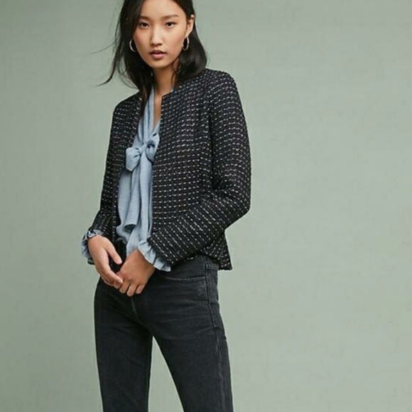 Dolan Left Coast Collection Peplum Tweed black open blazer is a size M Open - Picture 4 of 16